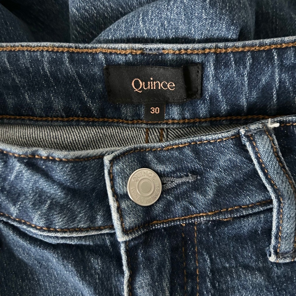 Quince Bella Stretch Barrel Jeans Atlantic Blue High Rise Wide Leg Size 30 - Picture 6 of 8